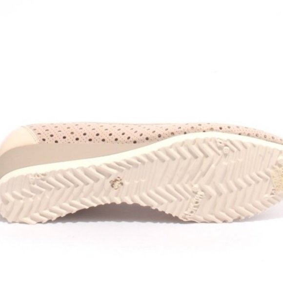 ITALIAN Beige Perforated Leather Patent Wedge Pump - Picture 8 of 8
